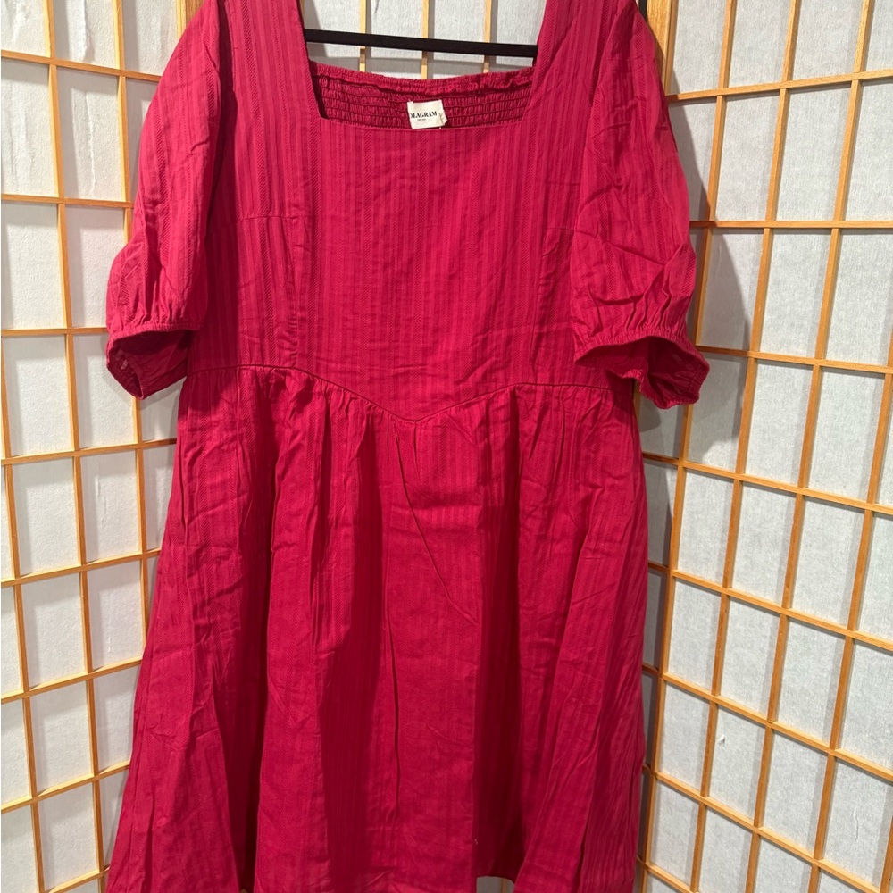 Pologram Bright Fuchsia Square-Neck Dress